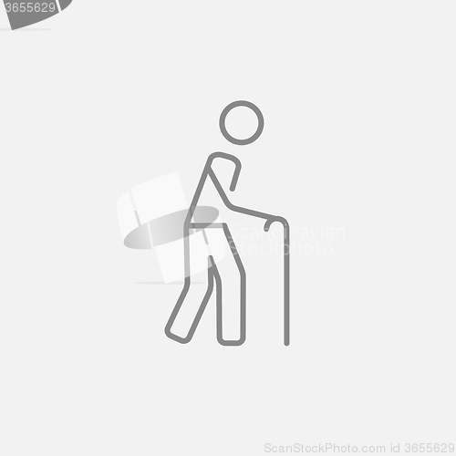Image of Man with cane line icon.
