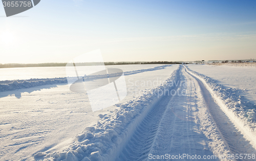 Image of winter road .  snow