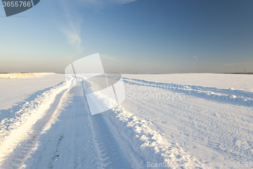 Image of winter road .  snow