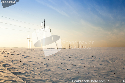 Image of winter field , sunset