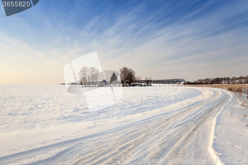 Image of winter road   with snow