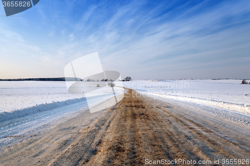 Image of winter road  with snow