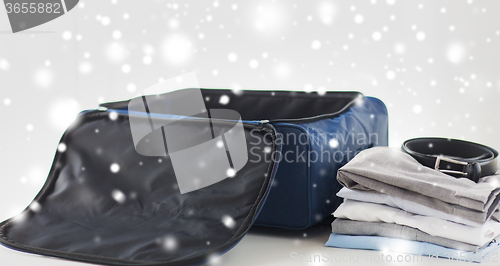 Image of close up of business travel bag and clothes