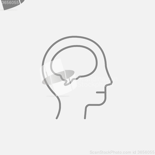 Image of Human head with brain line icon.