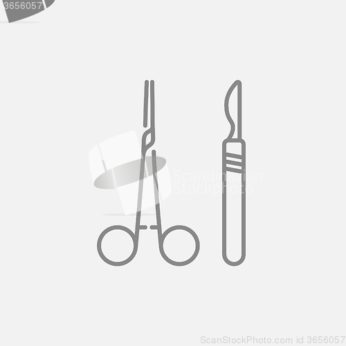 Image of Surgical instruments line icon.