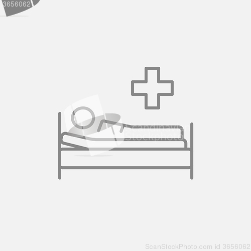 Image of Patient lying on bed line icon.