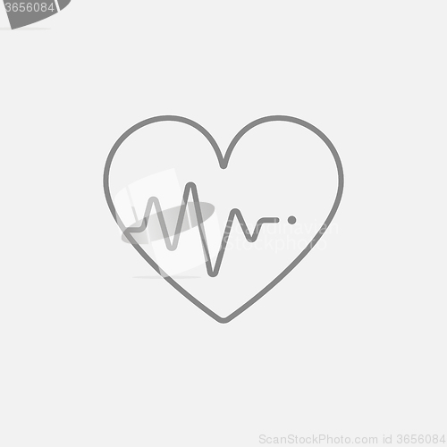 Image of Heart with cardiogram line icon.