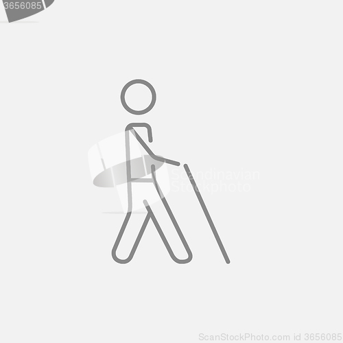 Image of Blind man with stick line icon.