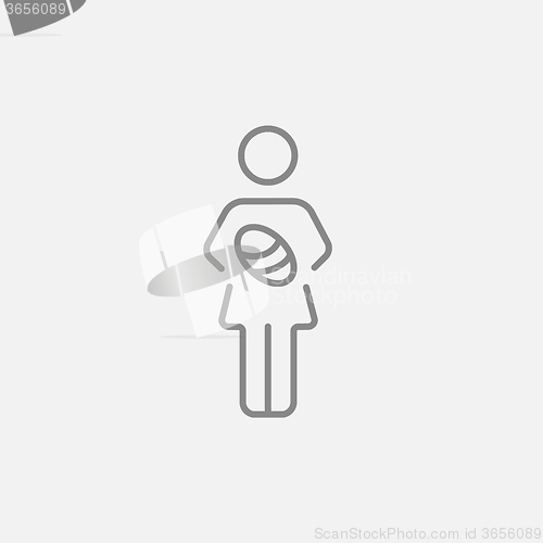 Image of Woman holding baby line icon.