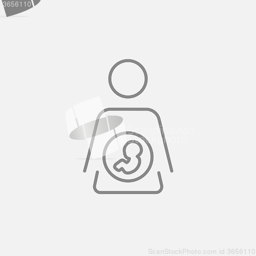 Image of Baby fetus in mother womb line icon.