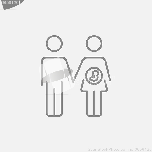 Image of Husband with pregnant wife line icon.