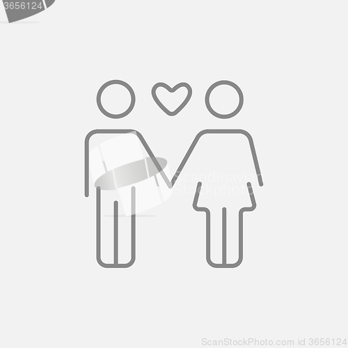 Image of Couple in love line icon.
