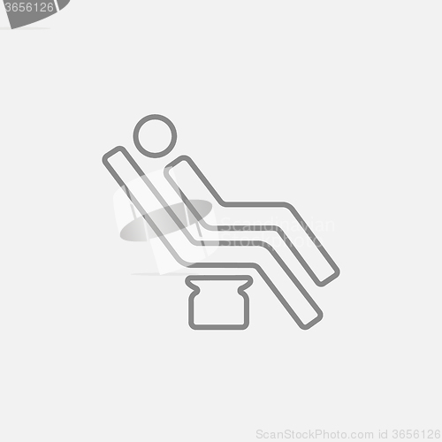 Image of Man sitting on dental chair line icon.