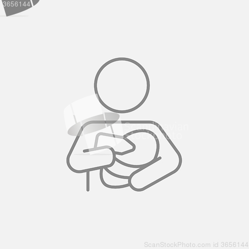 Image of Woman nursing baby line icon.