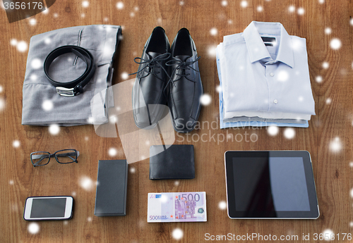 Image of close up of formal clothes and personal stuff