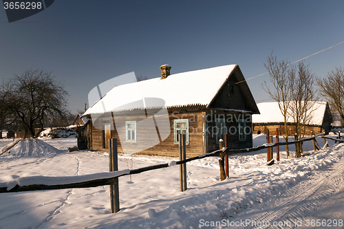 Image of farmhouse . countryside. winter