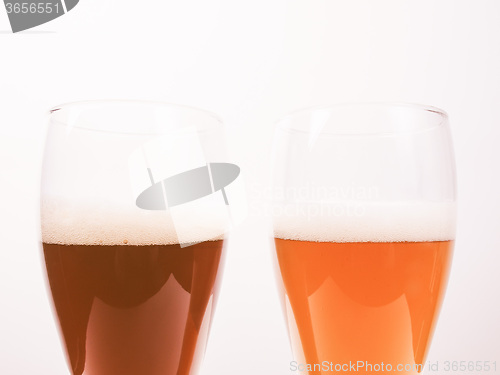 Image of Retro looking Two glasses of German beer