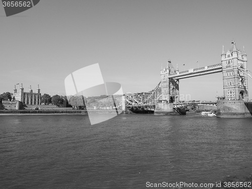 Image of Black and white Tower Bridge in London