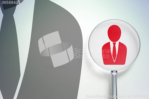 Image of Advertising concept:  Business Man with optical glass on digital background