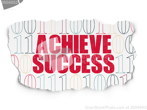 Image of Business concept: Achieve Success on Torn Paper background