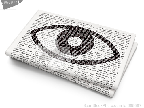 Image of Security concept: Eye on Newspaper background