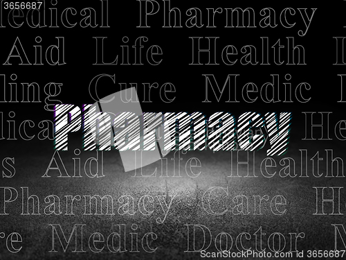 Image of Health concept: Pharmacy in grunge dark room