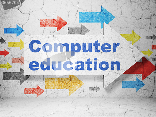 Image of Studying concept: arrow with Computer Education on grunge wall background