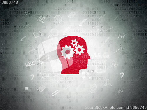 Image of Learning concept: Head With Gears on Digital Paper background