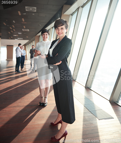 Image of business people group, females as team leaders