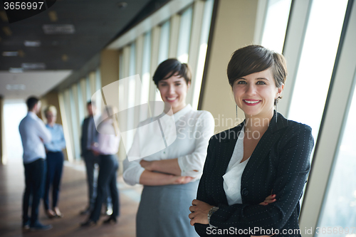 Image of business people group, females as team leaders