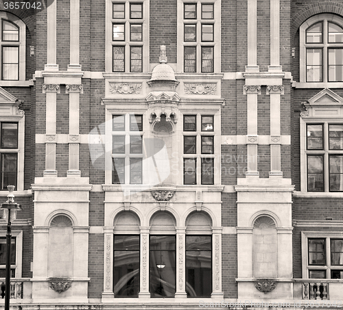 Image of window in europe london old red brick wall and      historical 