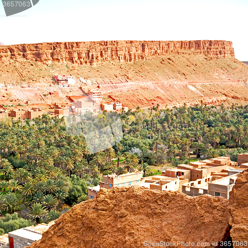 Image of  in todra gorge morocco africa and  village