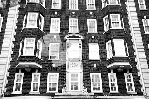 Image of window in europe london old red brick wall and      historical 