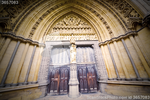 Image of rose window weinstmister  abbey in london old church door and ma