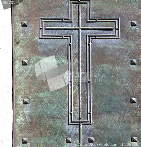 Image of sumirago abstract   rusty brass  curch  closed wood italy  lomba