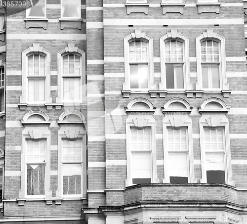 Image of window in europe london old red brick wall and      historical 