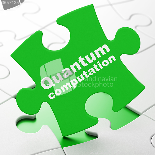 Image of Science concept: Quantum Computation on puzzle background