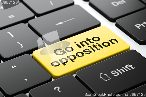 Image of Political concept: Go into Opposition on computer keyboard background
