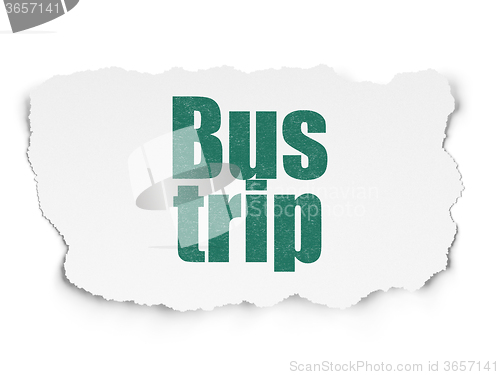 Image of Travel concept: Bus Trip on Torn Paper background