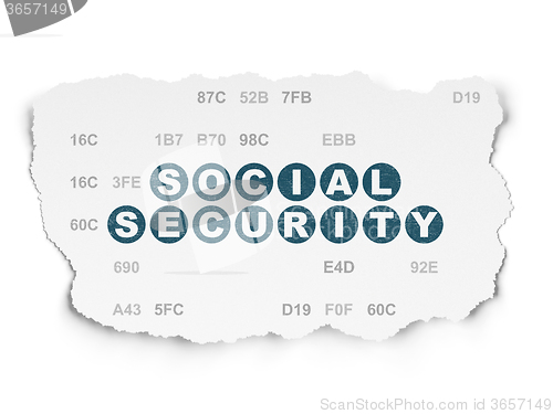 Image of Security concept: Social Security on Torn Paper background