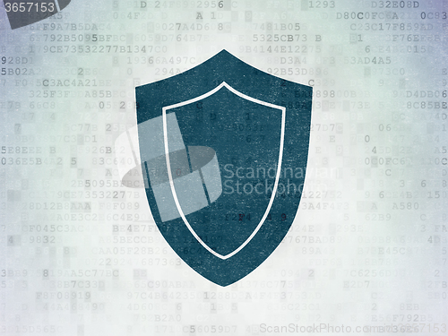 Image of Privacy concept: Shield on Digital Paper background