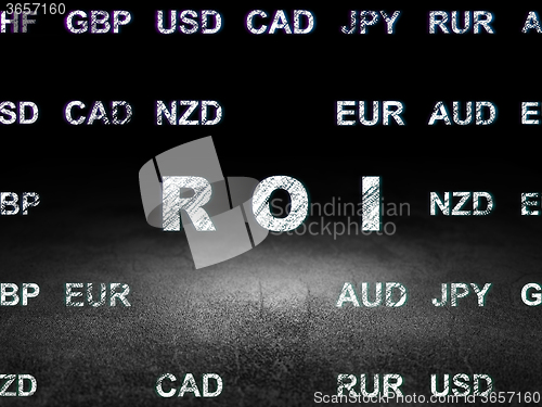 Image of Finance concept: ROI in grunge dark room