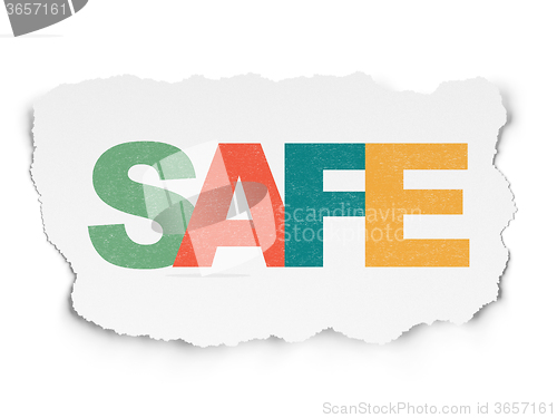Image of Security concept: Safe on Torn Paper background