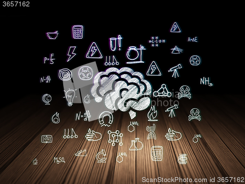 Image of Science concept: Brain in grunge dark room