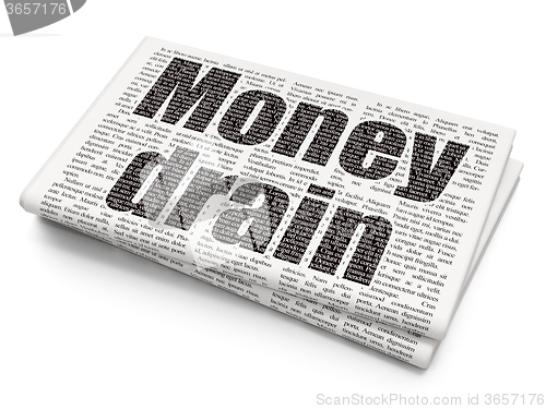 Image of Banking concept: Money Drain on Newspaper background