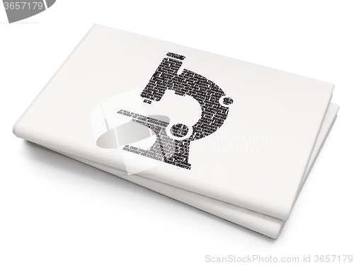 Image of Science concept: Microscope on Blank Newspaper background