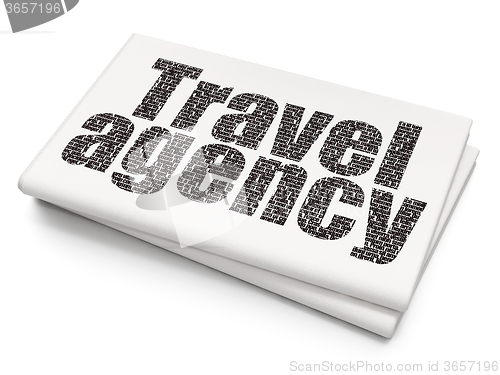 Image of Vacation concept: Travel Agency on Blank Newspaper background