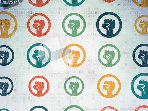 Image of Politics concept: Uprising icons on Digital Paper background