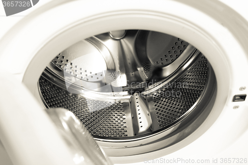 Image of close up photo of a new washing machine