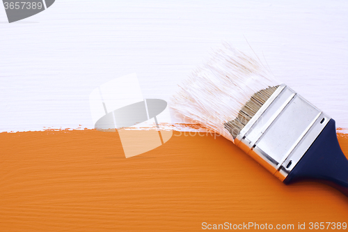 Image of Painting orange surface with white paint